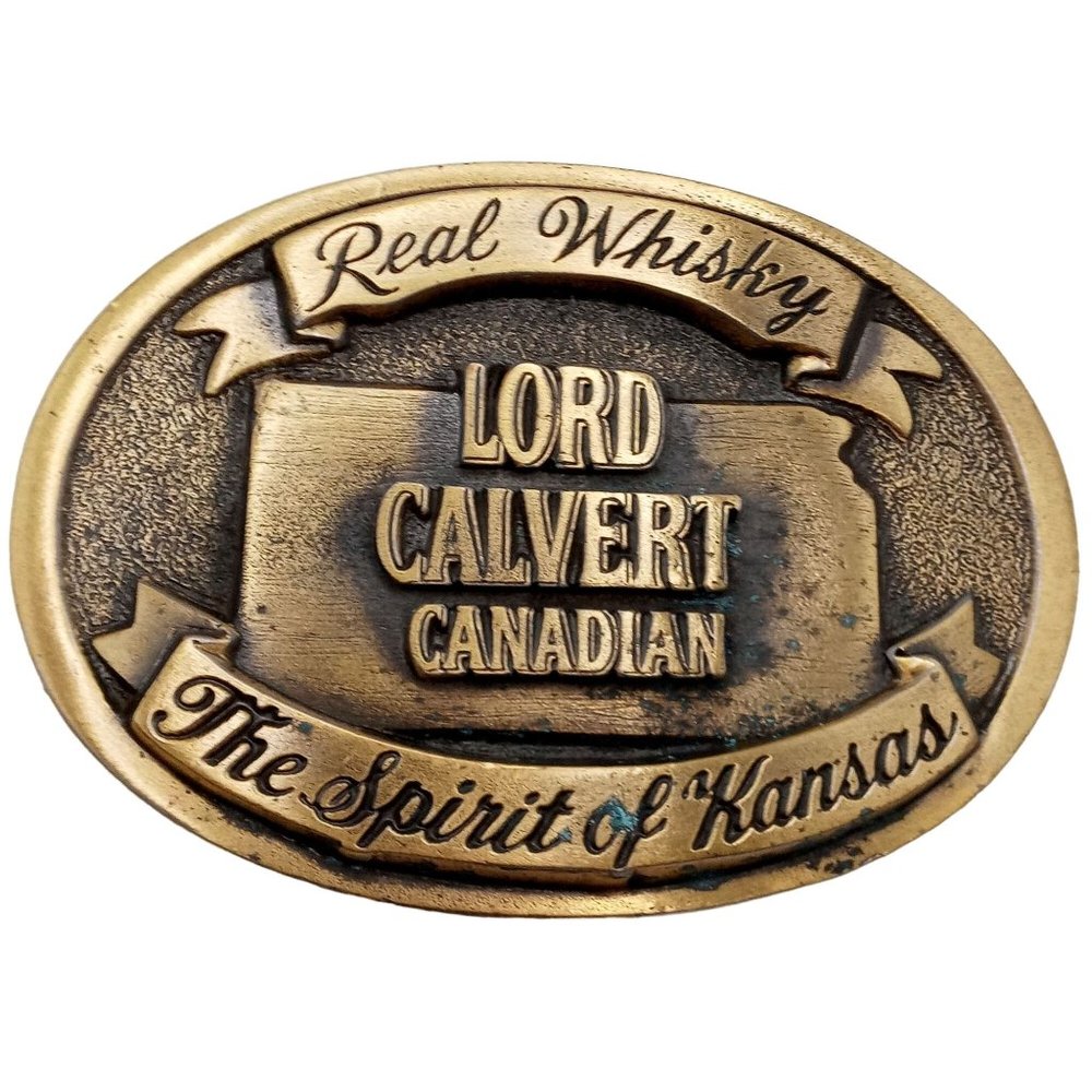 Lord Calvert Canadian Whisky Belt Buckle Spirit Of Kansas Whiskey Vintage KS